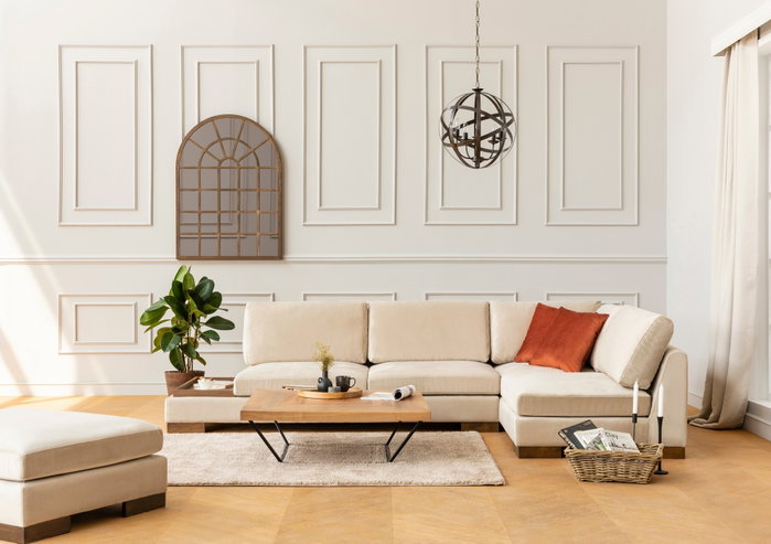 Atelier Del Sofa Tulip Corner Right con Puf - Beige